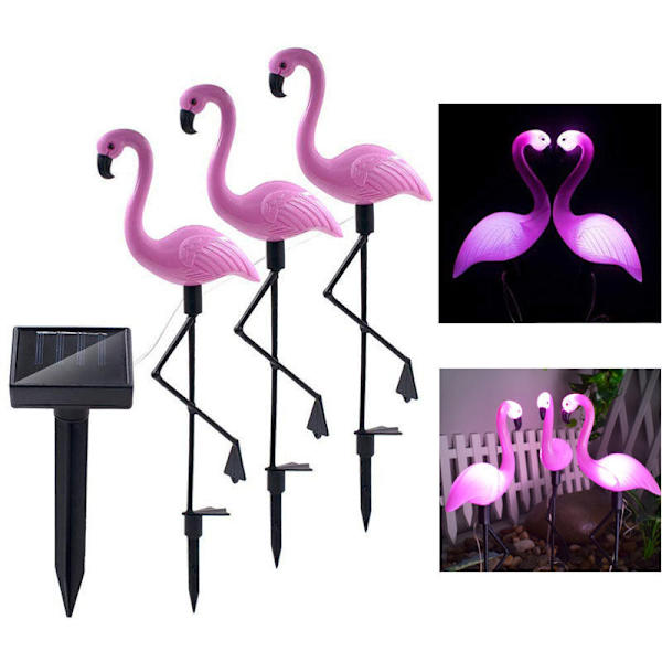 Solaire Led Utomhuslampa Gräsmattljus Flamingos Trädgårdsbelysning Vattentät Markpunkt Flamingo Vitt Ljus, Kräver Ingen Ext.