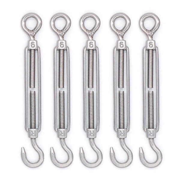 Kit De 5 Tendeurs À Œillet En Acier Inoxydable 304 Pour La Tension De Câbles Et La Fixation Robuste De Voiles D'Ombrage.