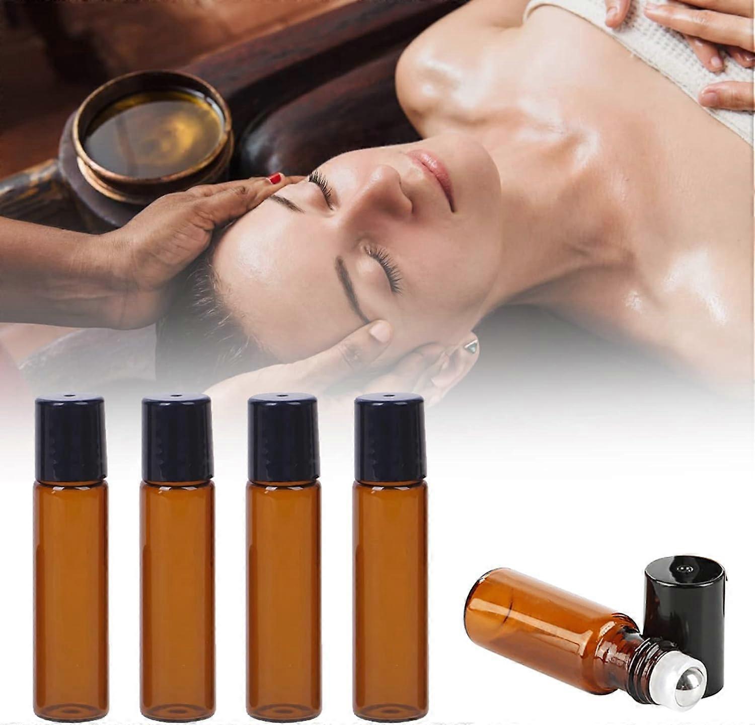 Lot De 20 Flacons Roll-on En Verre Brun Pour Huiles Essentielles Et Parfums, 5 Ml