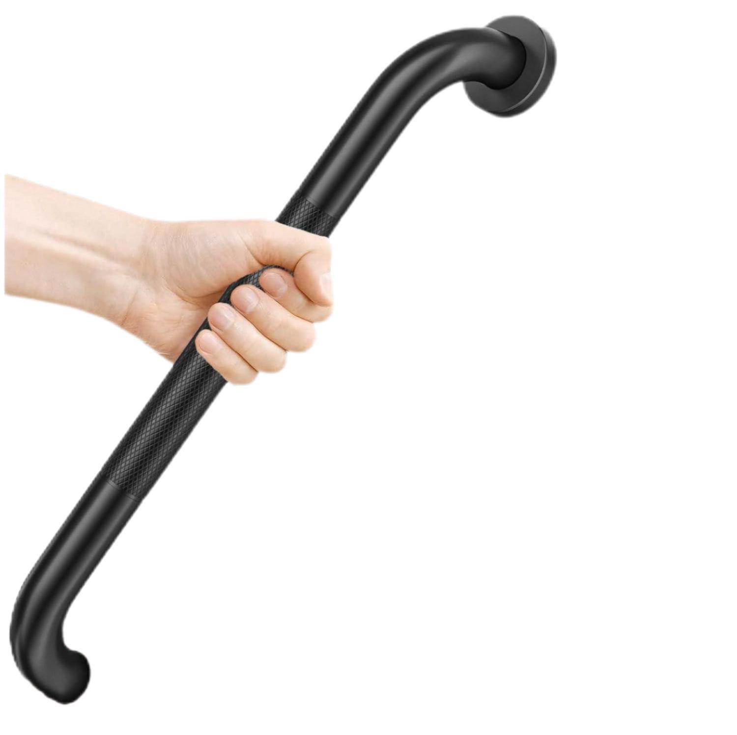 Lot De 1 Barres D'Appui En Inox Avec Poignées Moletées Antidérapantes Pour Baignoire De Salle De Bain 40 Cm - Noir Mat
