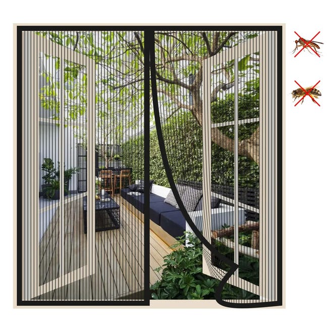 Moustiquaire Magnétique À Fermeture Automatique, 140x150 Cm, Avec Bande Adhésive, Anti-insectes, Noire. (sku Produit : 75514346 Sku Offre : Lehua26.3.25)