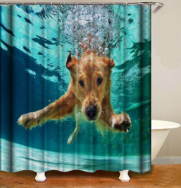 Dog Polyester Bathroom Curtain Selfie Personality 3d Fabric Shower Curtain Home Decoration
