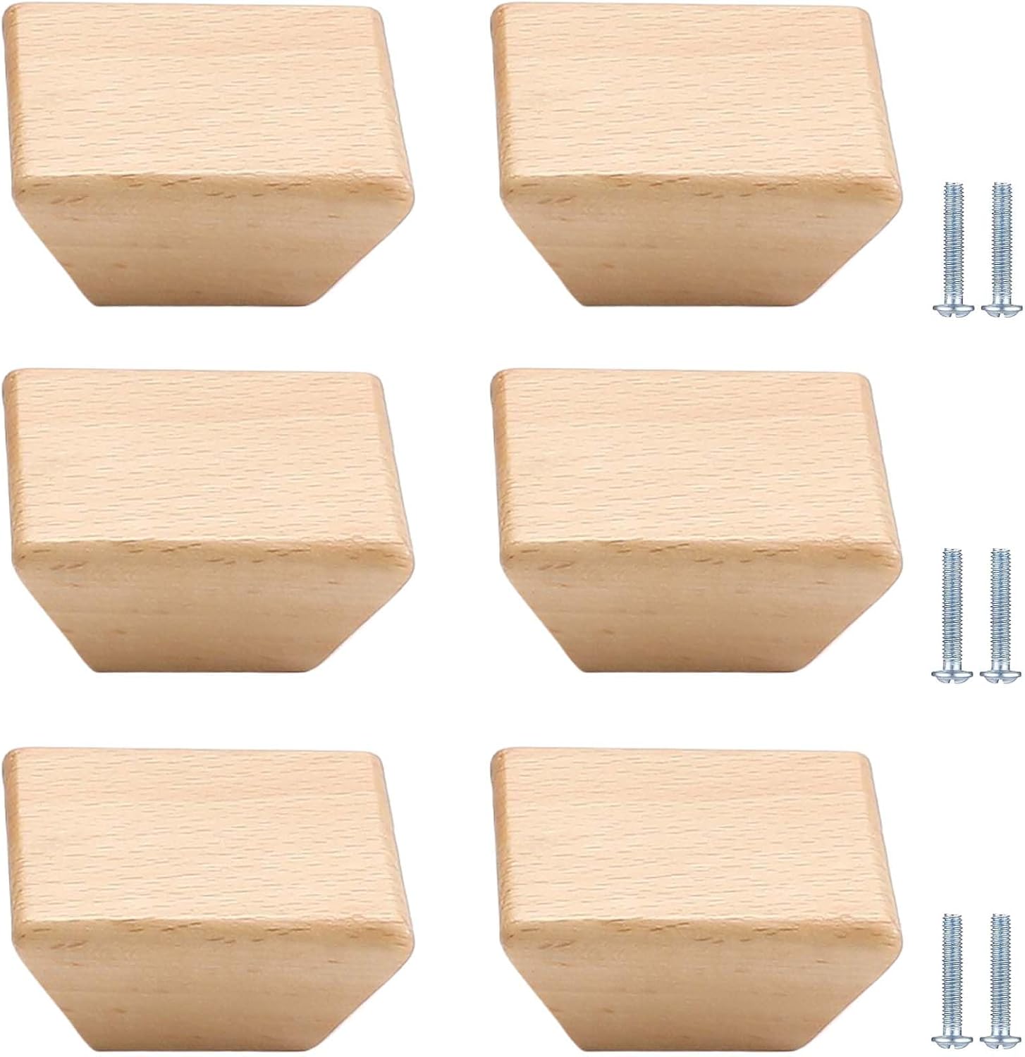 Pièces Bouton De Tiroir En Bois Carré 40mm Poignée De Commode Convient Pour Chambre D'Enfant Cuisine Armoire Penderie(hêtre)