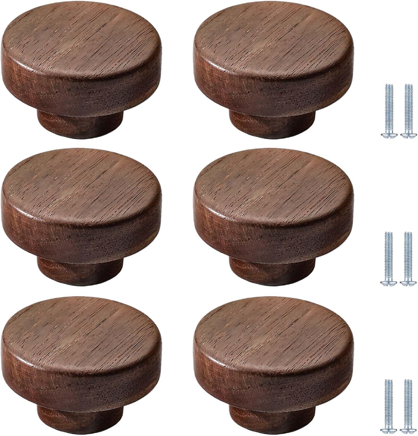 Pièces Bouton De Tiroir Rond En Bois 40mm Pour Commode Idéal Pour Chambre D'Enfant Cuisine Armoire Penderie(noyer)