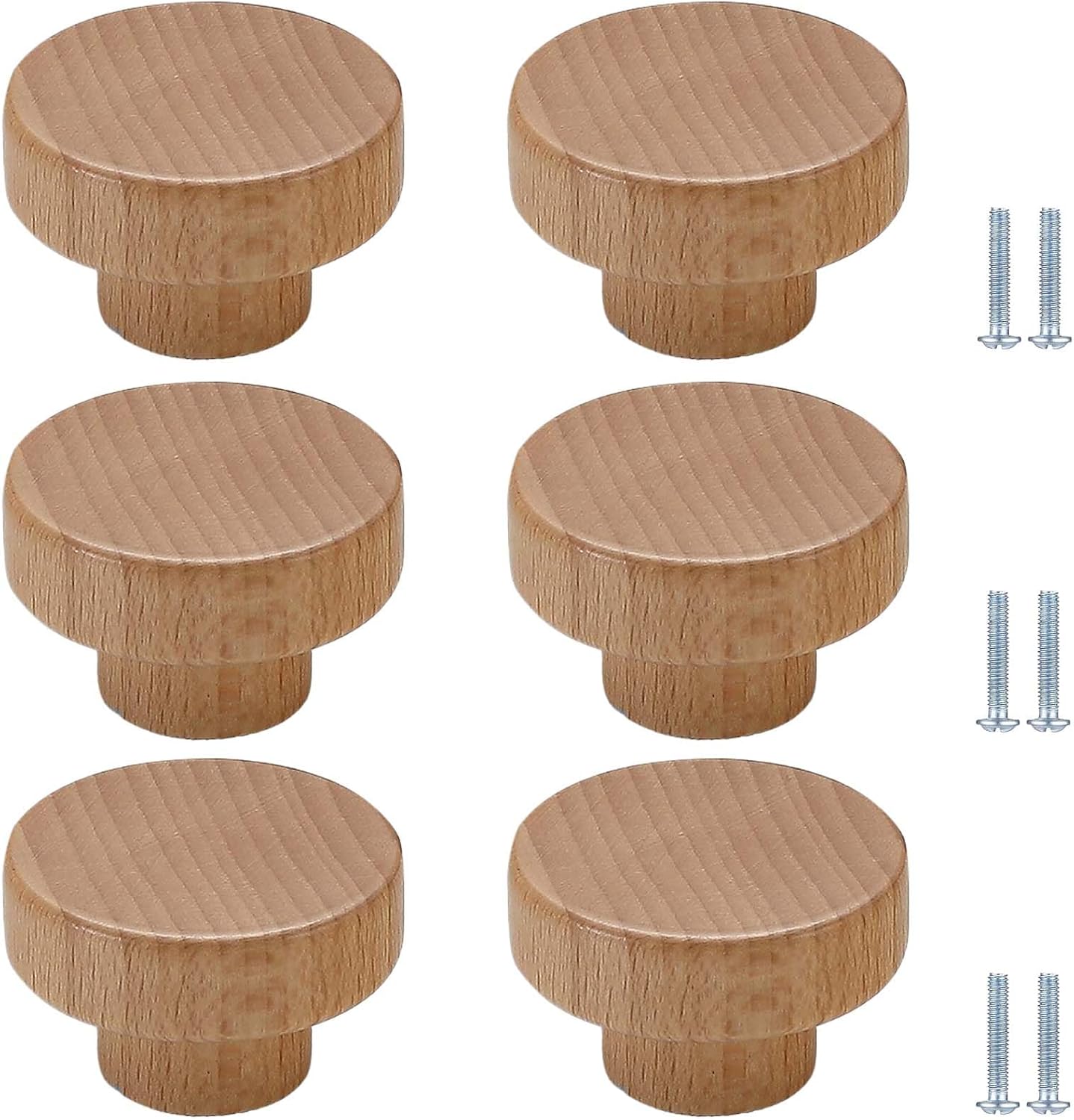 Pièces Bouton De Tiroir En Bois Rond 40mm Poignée De Commode Convient Pour Chambre D'Enfant Cuisine Armoire Penderie