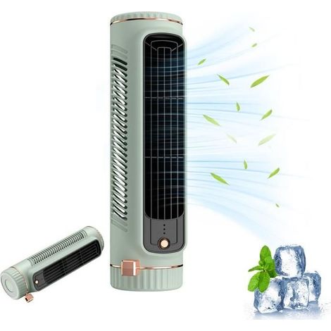 Ventilateur Colonne Silencieux, Rafraîchisseur D'Air, Climatiseur, Ventilateur Tour, 3 Vitesses, Rechargeable Par Usb, Vert-aquaforge