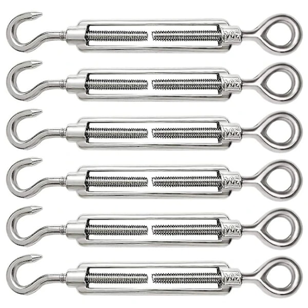 Pieces Cable Tensioner M6 Adjustable 304 Stainless Steel Cable Tensioner Hook And Eye For Wire Tensioner Cable Steel Rope Tensioner Hook Accessories