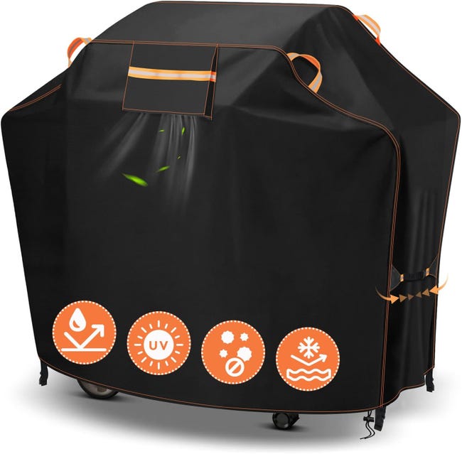 Housse De Barbecue Pour Gaz, Tissu Oxford 420d Imperméable, Résistante Aux Intempéries, Avec Ventilation, Anti-poussière, 146 × 61 × 122 Cm