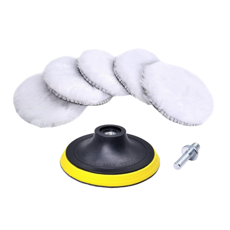 Disques De Polissage Laine, Lot De 5 Disques À Polir 100mm Pour Meuleuse D'Angle, Tampons De Polissage Auto, Capot De Polissage Pour Perceuse Sans Fil