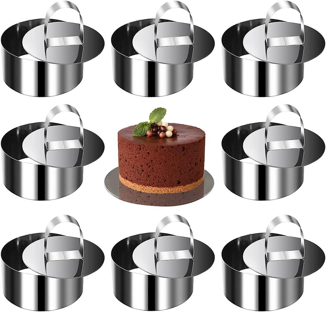 Ensemble De 8 Cercles À Pâtisserie Ronds En Acier Inoxydable, Avec Poussoir, Pour La Cuisine Familiale.