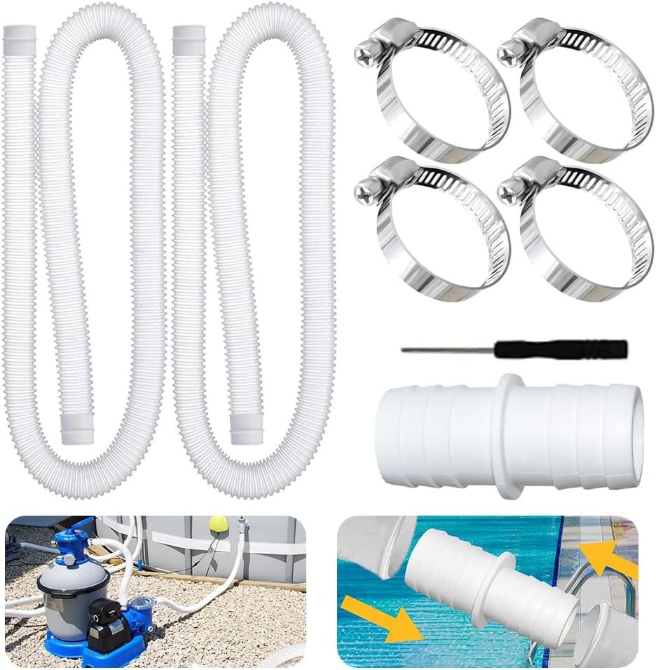 Tuyau De Piscine 32 Mm, 2 Tuyaux De Piscine Hors Sol, Tuyau De Remplacement 150 Cm/59 Po, Pour Intex 330 Gph, 530 Gph Et 1 000 Gph
