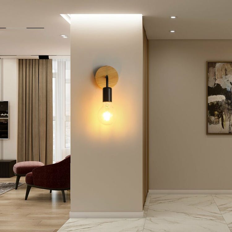 Applique Murale Interieur Industrielle 2 Pièces, Lampe Murale En Bois Métal, Appliques Wall Decoration Murale Rétro Pour Salon, Chambre À Coucher (sku Produit : 91733170 Sku Offre : 418lliu414)