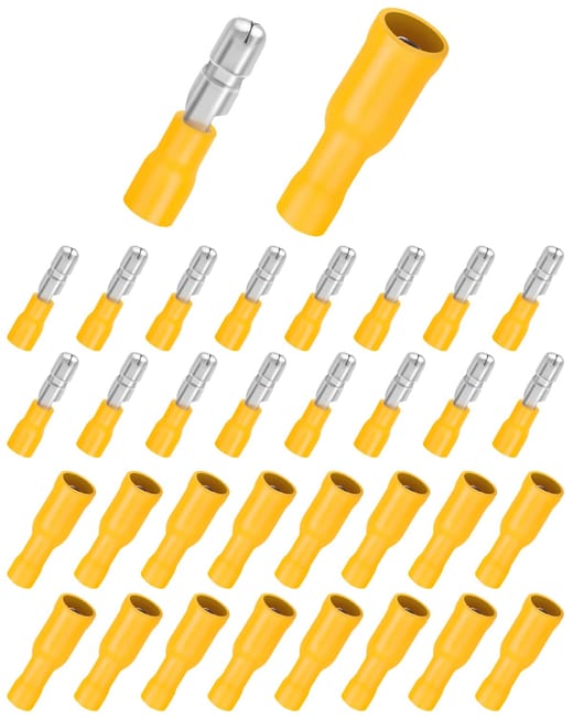 Lot De 100 Cosses De Câble De 4-6 Mm², Connecteurs Ronds Jaunes Et Cosses Rondes Jaunes - Connecteurs À Sertir Isolés Pour Voiture
