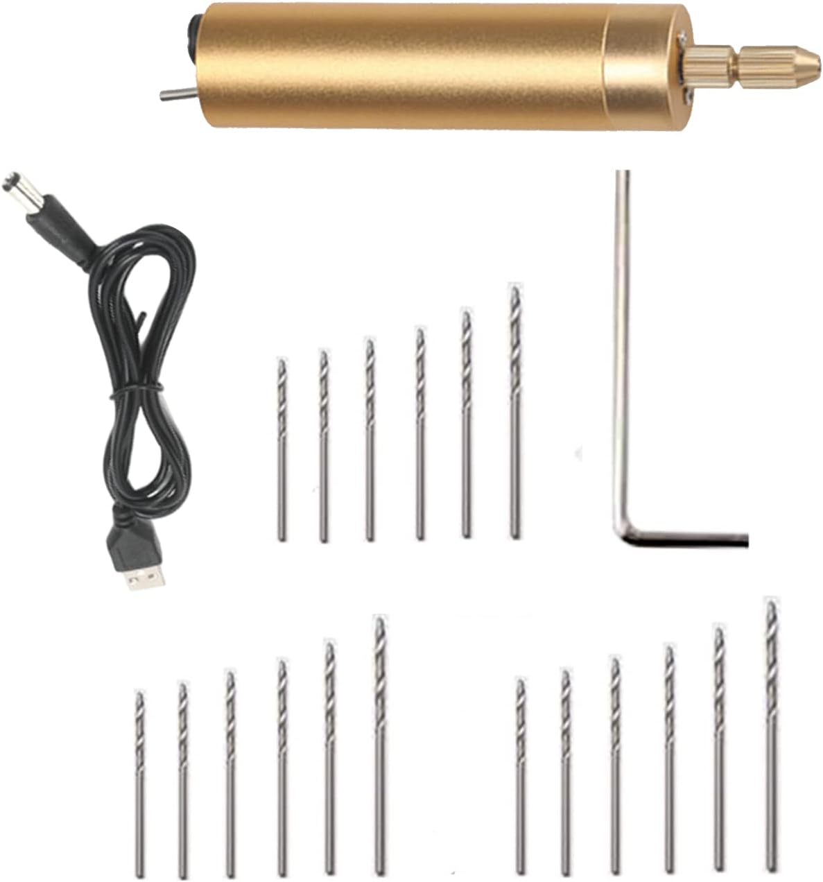 Mini Perceuse Électrique Portable 5 V Usb Avec 3 Forets Et 1 Tournevis Hexagonal, Outil Rotatif Pour Le Travail Du Bois, Du Plastique Et Du Papier.