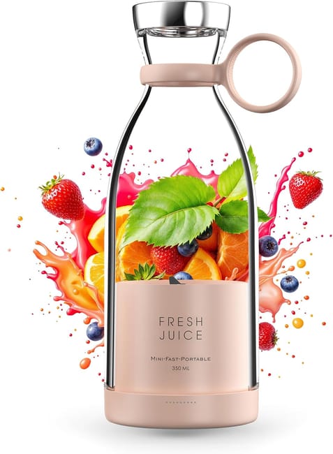 Mixeur Portable, 350 Ml, Avec Chargement Sans Fil Et Bouchon De Voyage (rose) (sku Produit : 95866474 Sku Offre : Lehua25.4.24-25)