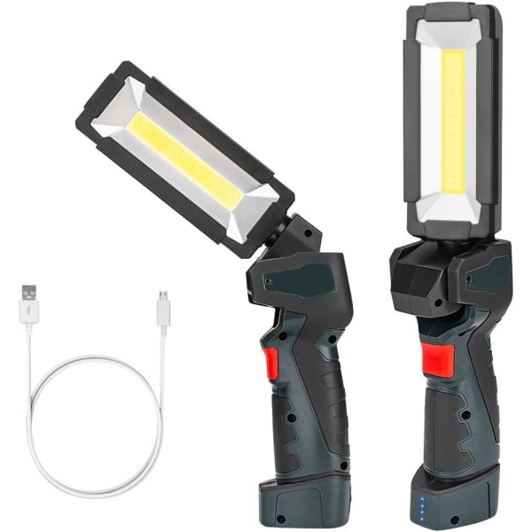 Lampe Torche Led Cob De Travail, Lampe D'Inspection Portable Rechargeable Par Usb Avec Base Magnétique, 5 Modes D'Éclairage, Lampe Torche Ultra-lumineuse Pour Atelier De Bricolage