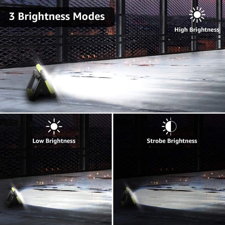 Projecteur Led Portable 10w 1000lm, Projecteur Led Rechargeable, 3 Modes Luminosité, Résistant Pour Camping, Bricolage, Chantier Etc.