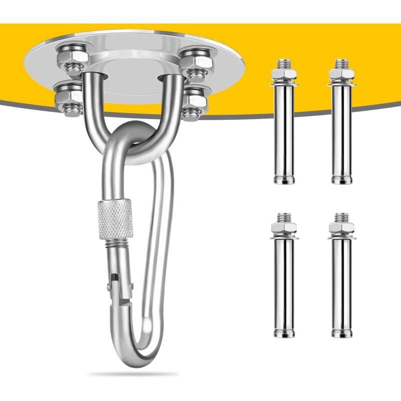 Choyclit Crochet De Plafond, Support De Plafond De Sac De Frappe En Acier Inoxydable Jusqu'à 400 Kg, Crochet De Plafond Robuste Pour Hamac De Chaise Suspendue, Sac De Boxe, Entraîneur De Fronde
