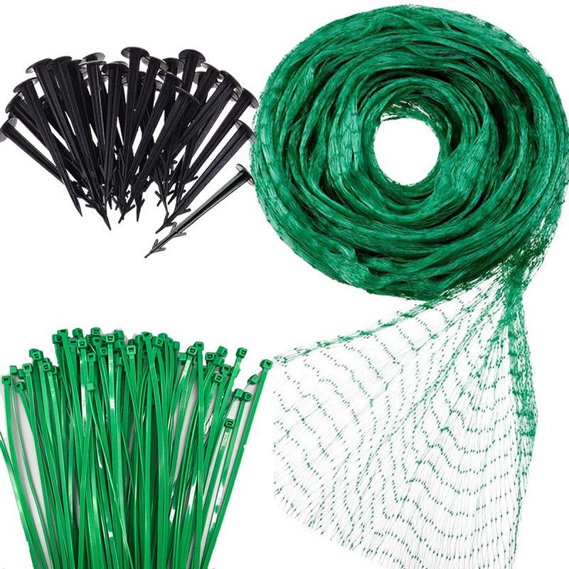Filet Anti Oiseaux 2x10m Filet Pour Potager Poulailler Avec 100 Attaches De Câble Et 20 Piquets
