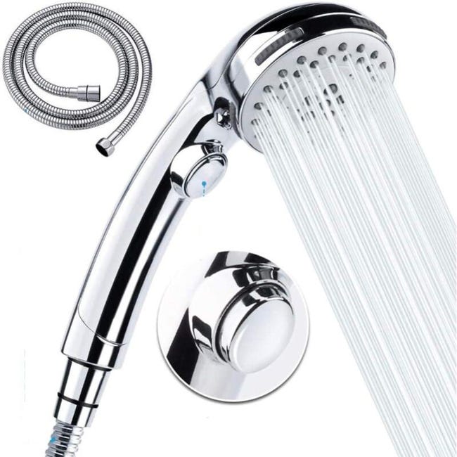 Pomme De Douche À Main Avec Tuyau -5 Réglages De Jet Pomme De Douche Extractible Haute Pression Avec Interrupteur Marche/arrêt -chrome (a)