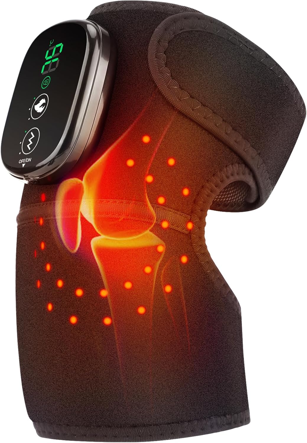 Masseur De Genoux Chauffant Avec Lumière Rouge, Genouillère Chauffante Sans Fil Avec Vibration, Genouillère Chauffante Pour Épaule,1 Pack, Noir