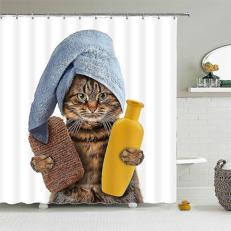 Funny Shower Curtains Bathroom Curtain With Hooks Decor Waterproof Cat Dog Creative Personality Shower Curtain