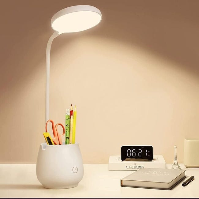 Petite Lampe De Bureau Led Rechargeable, Conception De Protection Des Yeux, Offre 3 Modes D'Éclairage De Couleur. (sku Produit : 95197439 Sku Offre : Lehuamwj652)