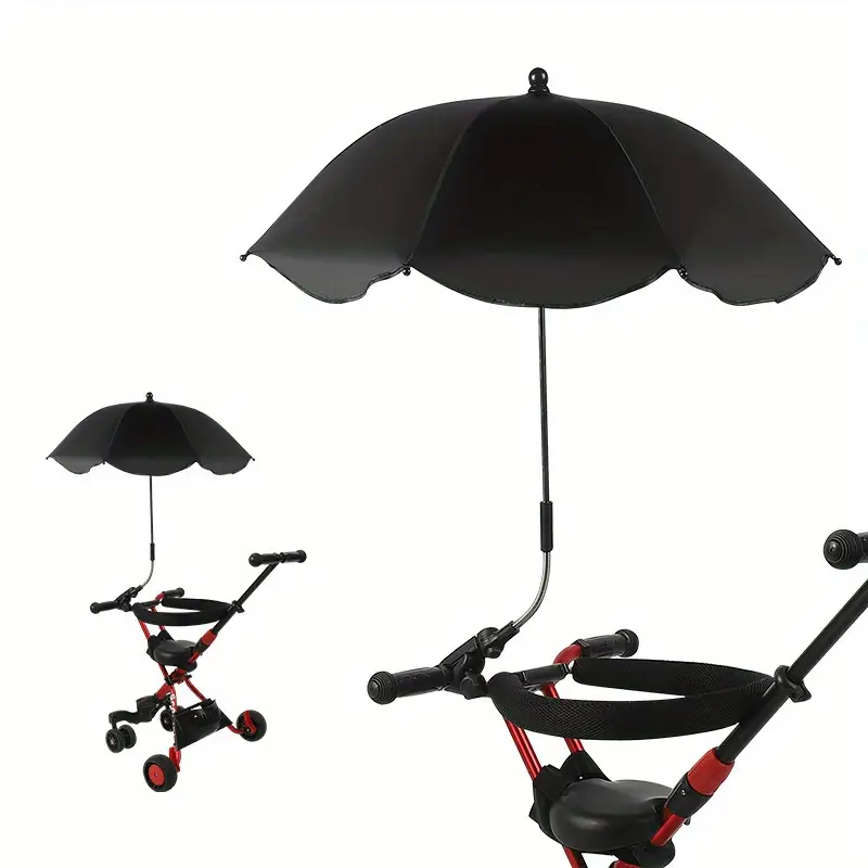 Parasol Para Cochecito De Bebé, Sombrilla Para Coche De Bebé, Manténgase Fresco Y Protegido Con Este Paraguas Ajustable Para Cochecito De Verano, Sombrilla Negra