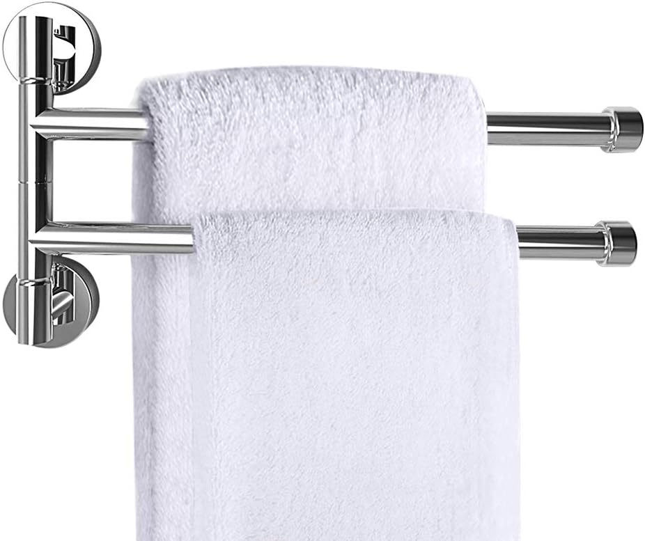Porte Serviettes Mural 180° Serviette Support Porte-serviettes Acier Inoxydable Barre À Serviettes Chrome (2-armer)