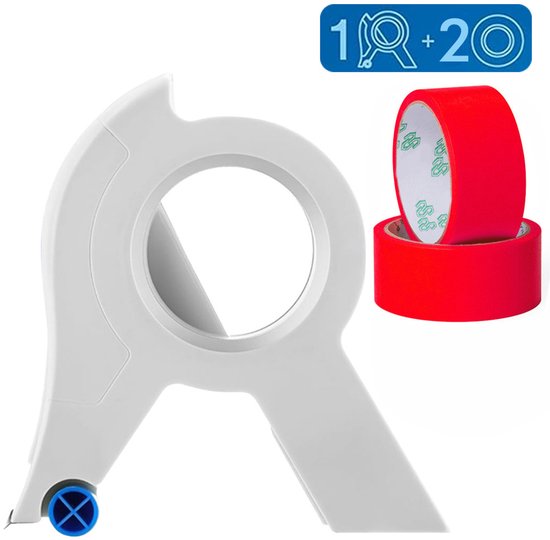 3-delige Tape Dispenser - Tape Applicator Set - Masking Tape Cutter - Draagbare Verftape Applicator - Inclusief Twee Rollen Tape - 1510,4 Cm - Geschikt Voor Diverse Oppervlakken Zoals Verf, Sierlijste