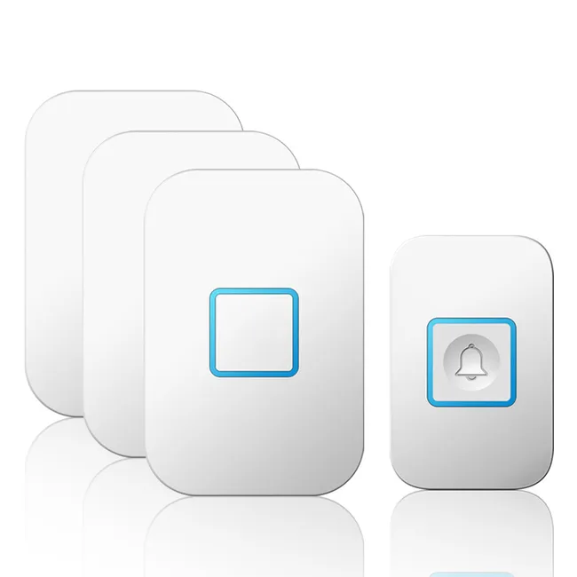 Blanc Sonnette Sans Fil, Ensemble De Sonnette Sans Fil, Portée De 400 M Ip55 Sonnette De Porte D'Entrée Extérieure Étanche Avec 3 Récepteurs Enfichabl