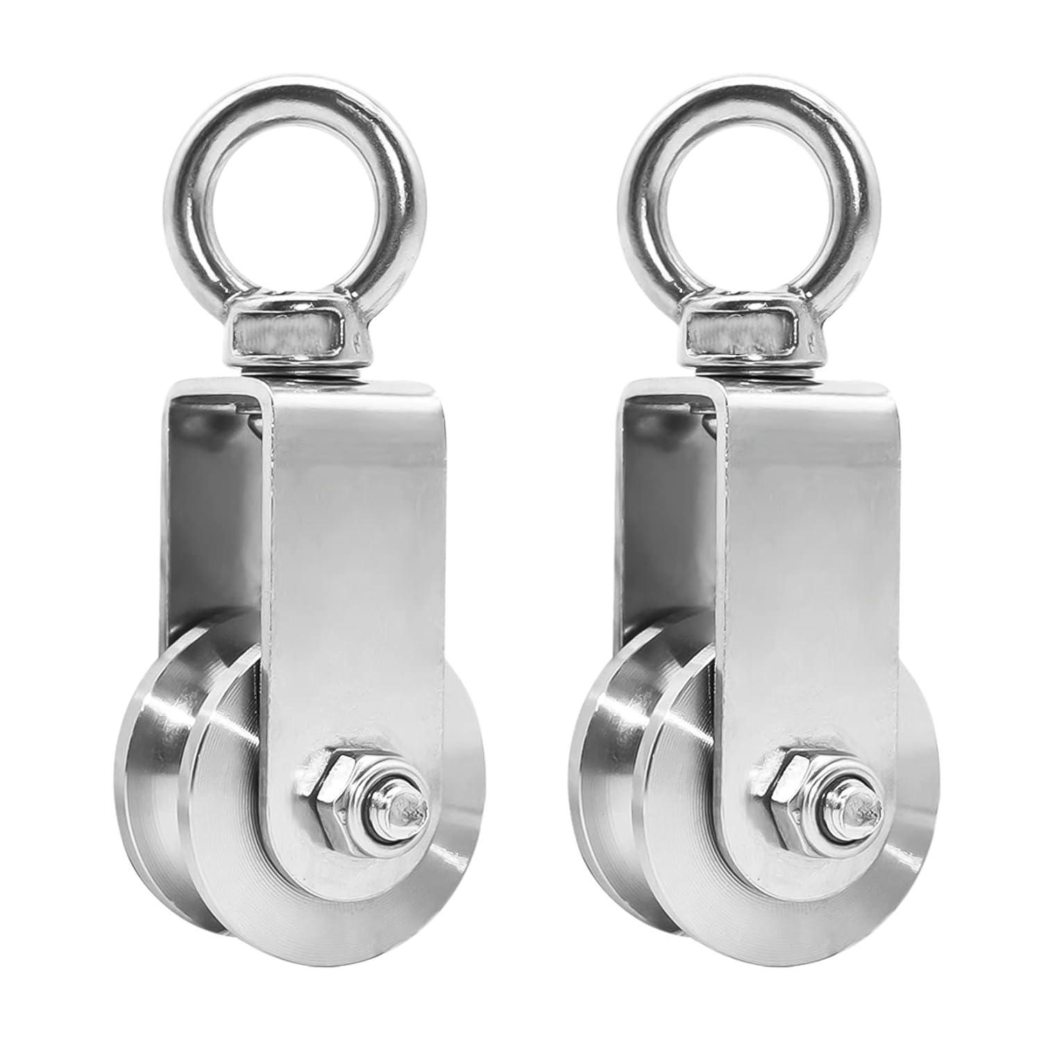 Lot De 2 Poulies De 34 Mm Avec Roulement À Billes, Capacité De Charge 250 Kg, Poulie En Acier Inoxydable Pour Corde De Fitness (2 Pièces, 34 Mm)