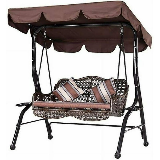 (marron, 190 X 132 X 15 Cm) - Auvent De Remplacement Imperméable 210d Pour Balancelle De Jardin 3 Places, Parasol De Remplacement, Auvent De Remplacement Pour Balancelle De Jardin, Auvent De Balancell