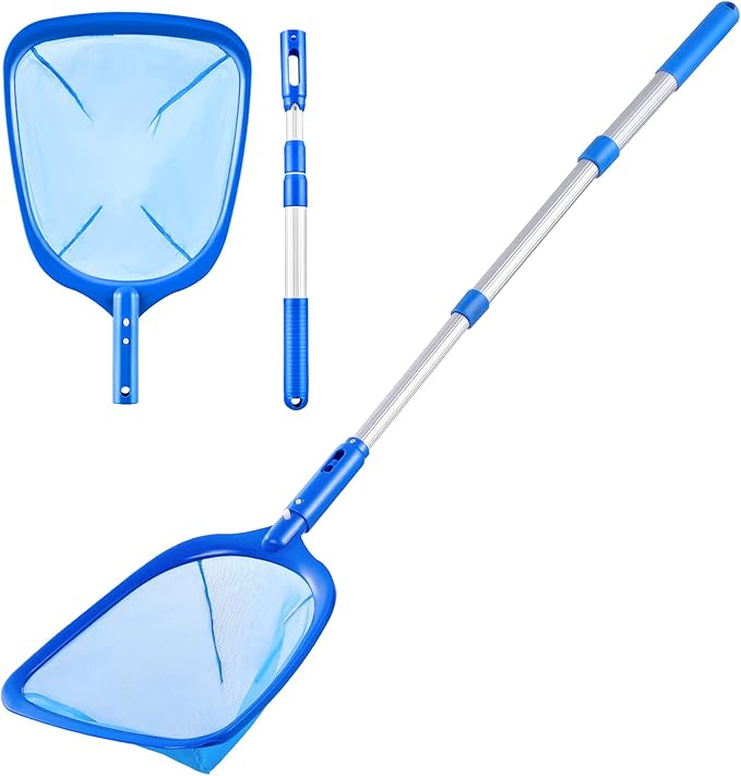 Épuisette De Piscine Avec Manche En 3 Sections, Longueur Totale De 122 Cm, Filets De Nettoyage, Filet À Mailles Fines