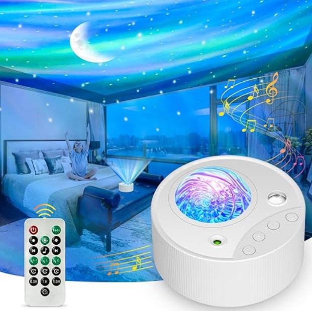 Projecteur Led Ciel Étoilé Et Aurores Boréales, 14 Modes, Minuterie, Bruit Blanc, Veilleuse Décorative Pour Chambre Enfant/adulte