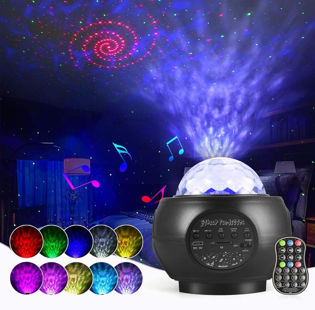 Lampe Projecteur Led Étoile,starry Projector Light Avec 27 Modes & Télécommande & Timer & Enceinte & Bluetooth,lampe Projecteur Led Etoile