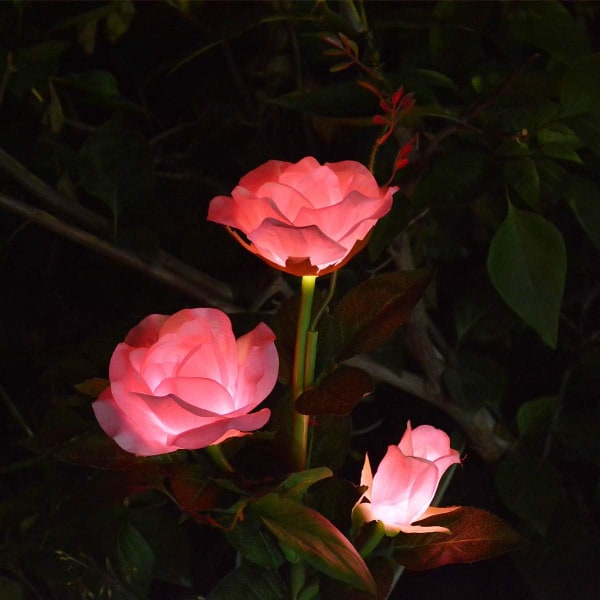 Lampes Solaires Led En Forme De Rose, À Piquer Pour Décorer Le Jardin, La Cour, Les Tombes Et Les Vases. Rose