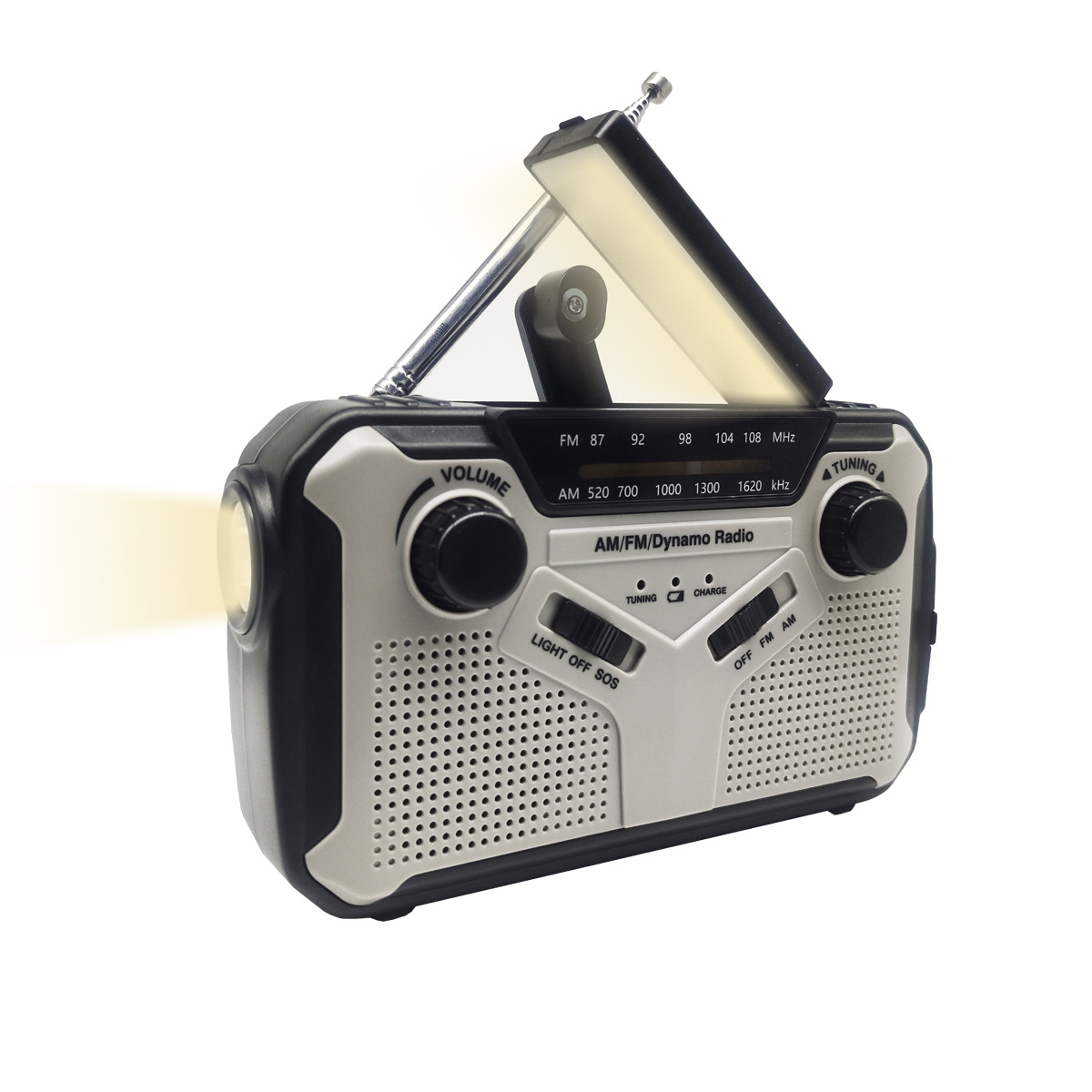 Radio D'Urgence Ka369 Am/fm Noaa, Récepteur 5 Voies, Alerte Météo, Solaire, Led, Usb Gris