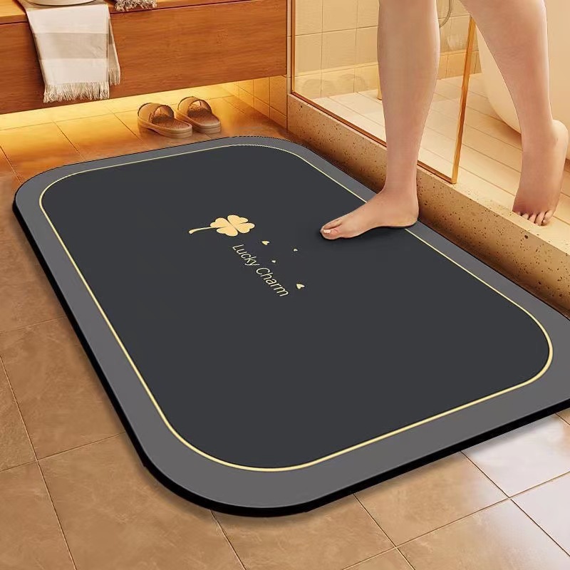 Tapis De Bain À Séchage Rapide - Tapis De Sol En Terre De Diatomées Antidérapant Et Absorbant Avec Motif Géométrique Pour Douche Et Entrée - Tapis De Sol De Salle De Bain