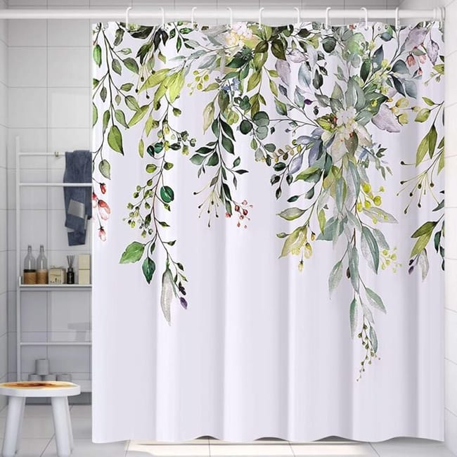 Rideau De Douche Fleuri, Imperméable En Polysilicium, Lavable En Machine, Séchage Rapide, 180 X 180 Cm (vert) (sku Produit : 95216785 Sku Offre : Lehuamwj1473)