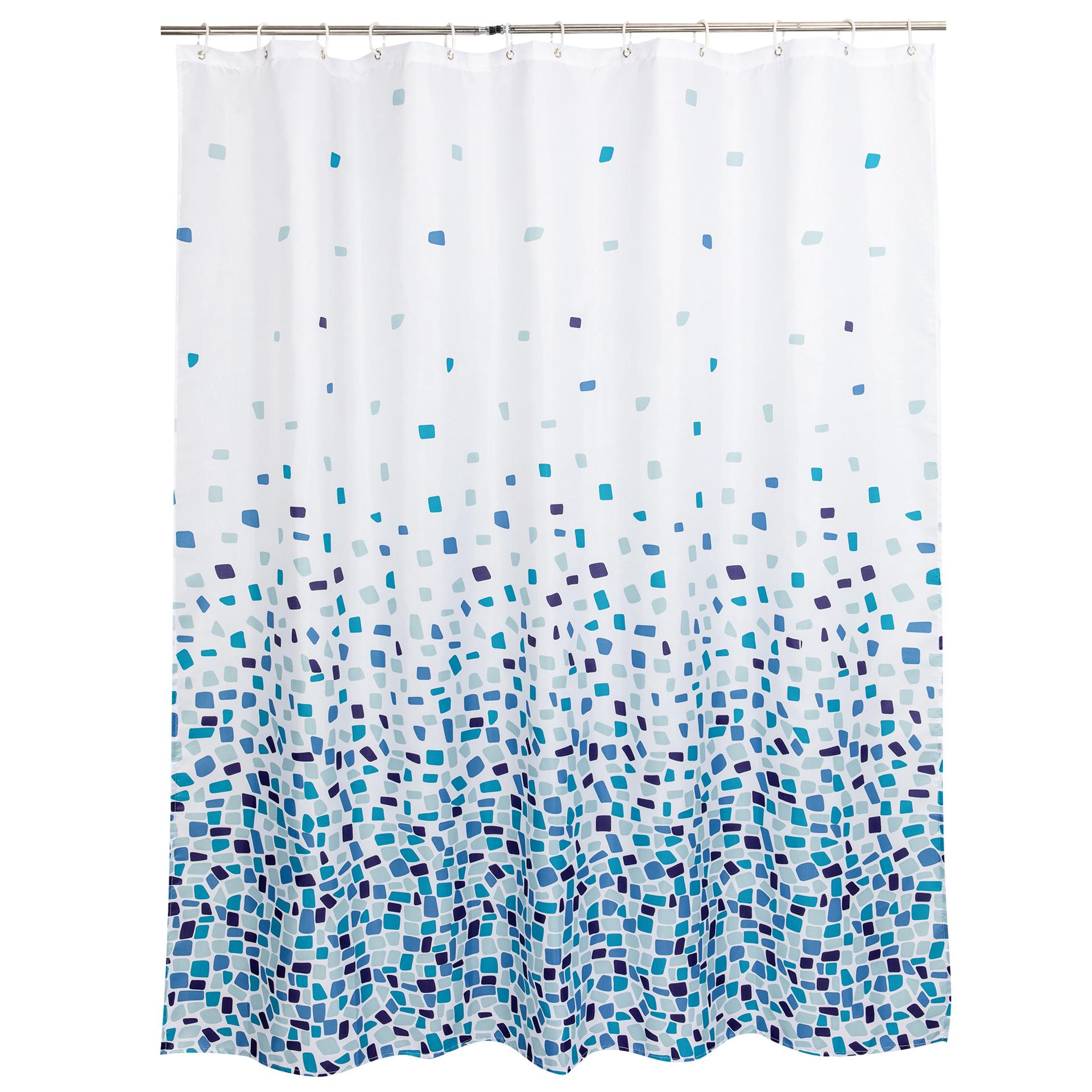 Rideau De Douche (motif Mosaïque - Bleu, Emballage Unique), Pour Baignoire Et Salle De Bain, Lavable, Anti-moisissure Et Antibactérien 180 X 180 Cm