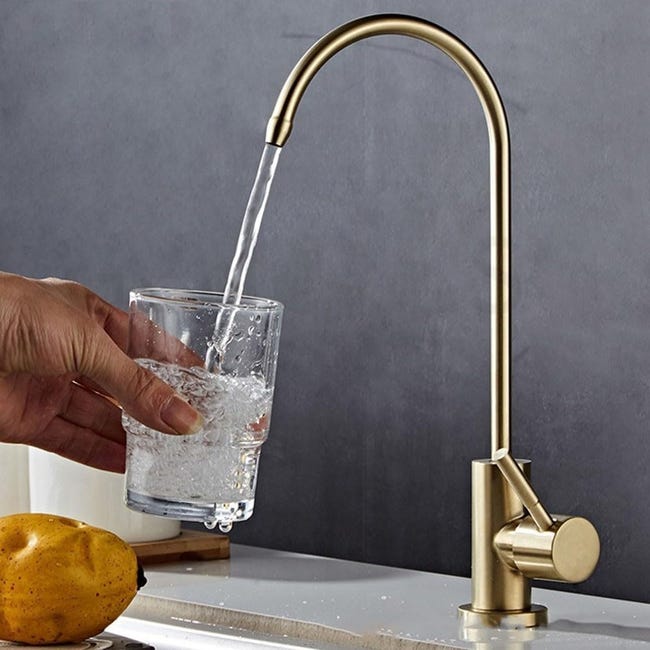 Robinet D'Eau Potable, Robinet De Filtre Purificateur D'Eau Potable Direct D'Évier De Cuisine En Acier Inoxydable (or) (sku Produit : 96606106 Sku Offre : Mkh25.7.10-13)