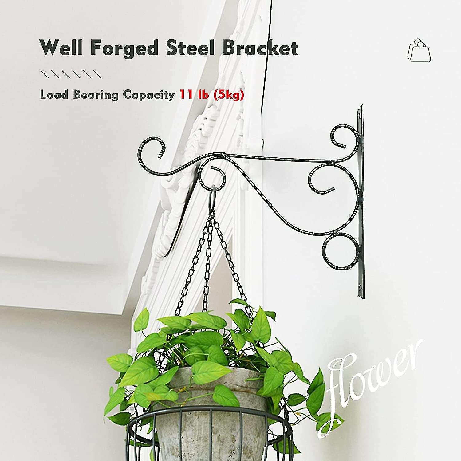 Hanging Basket Brackets Plant Hook 2 Pack Metal Outdoor Garden Heavy Duty Wall Hook, Hanging Plants Bracket For Lantern