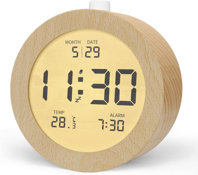 Réveil De Chevet Avec Rétroéclairage Lcd, Affichage De La Température, Fonction Snooze, Alimenté Par 3 Piles Aaa (piles Non Incluses) (sku Produit : 97348346 Sku Offre : Mwj25.9.10-2)