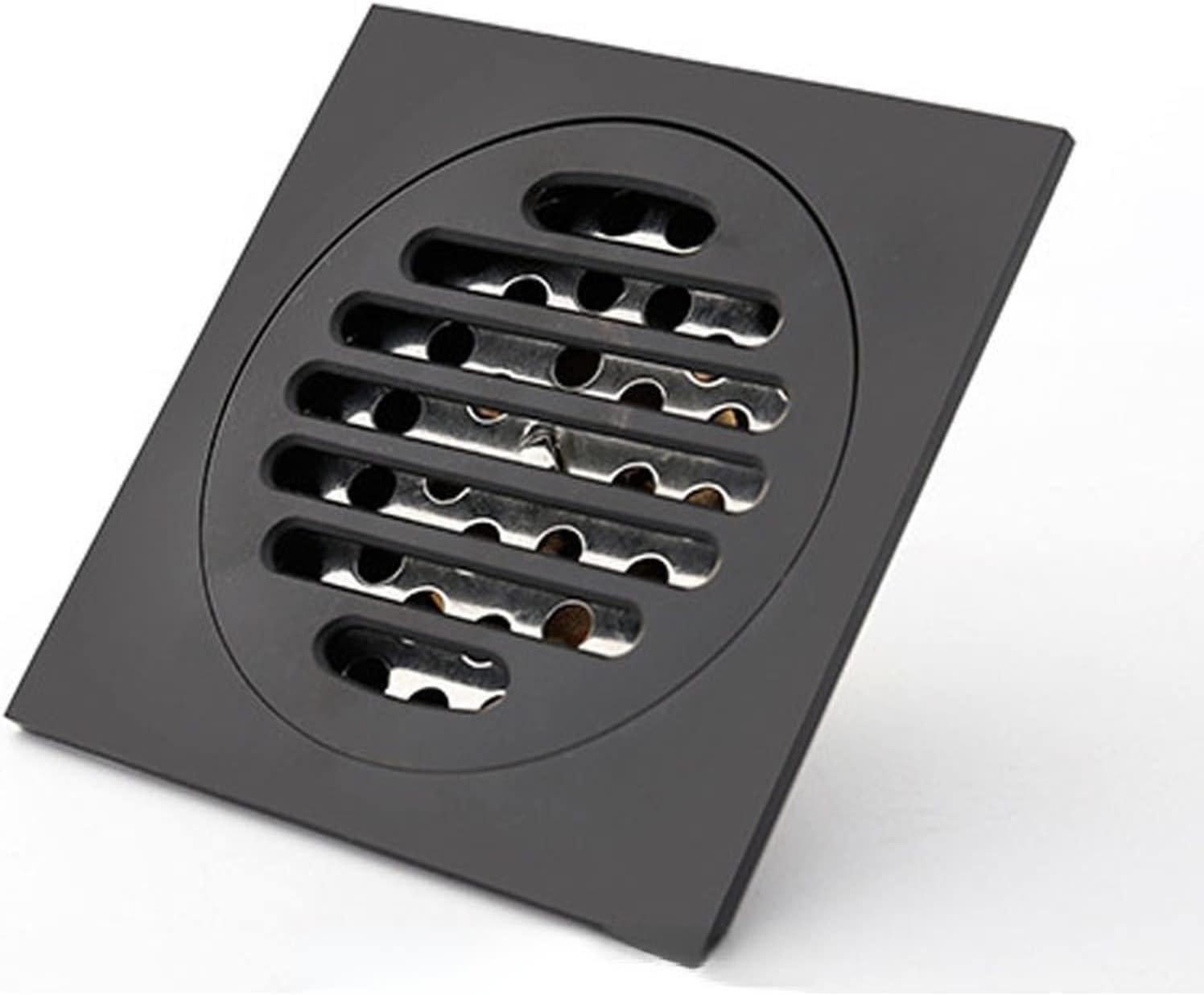 Siphon De Douche Carré En Laiton Noir Mat Anti-odeurs, 10 Cm, Pour Baignoire Et Douche, Grille De Drainage, Siphon De Douche, Piège À Cheveux, Couvercle De Siphon De Douche Extérieur