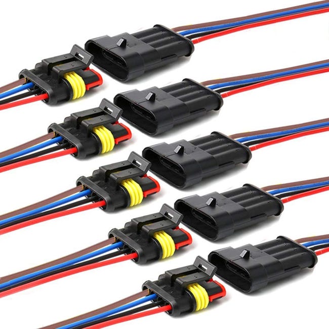 Connecteur Étanche,connecteurs De Fils Électriques Autobloquants À 4 Broches Avec Fil 16 Awg Marine. 4 Pin Connector,5pack