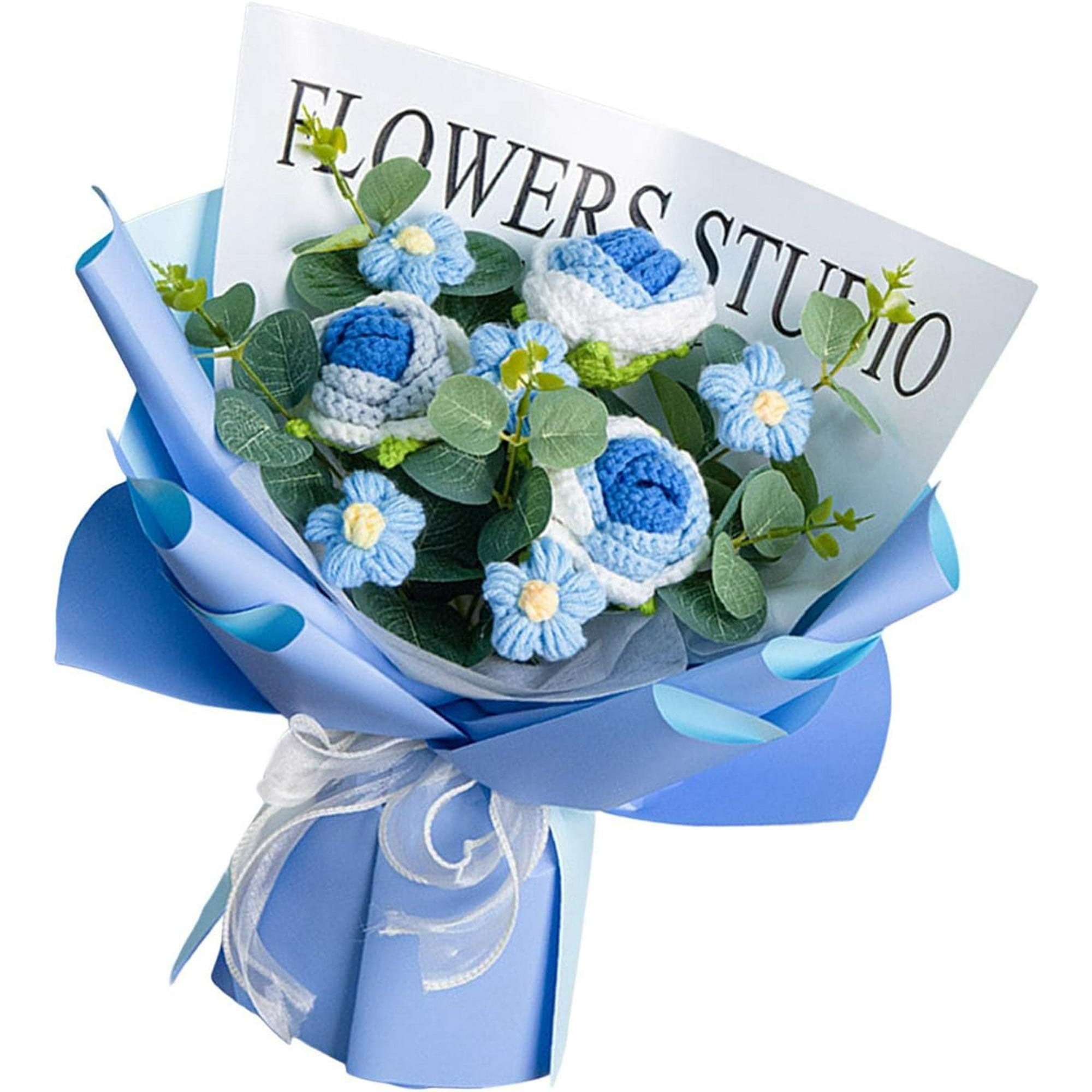 Bouquet De Fleurs Artificielles Tricotées Au Crochet, Fait Main, Idéal Pour Les Fêtes, La Saint-valentin, La Fête Des Mères Ou Un Anniversaire.