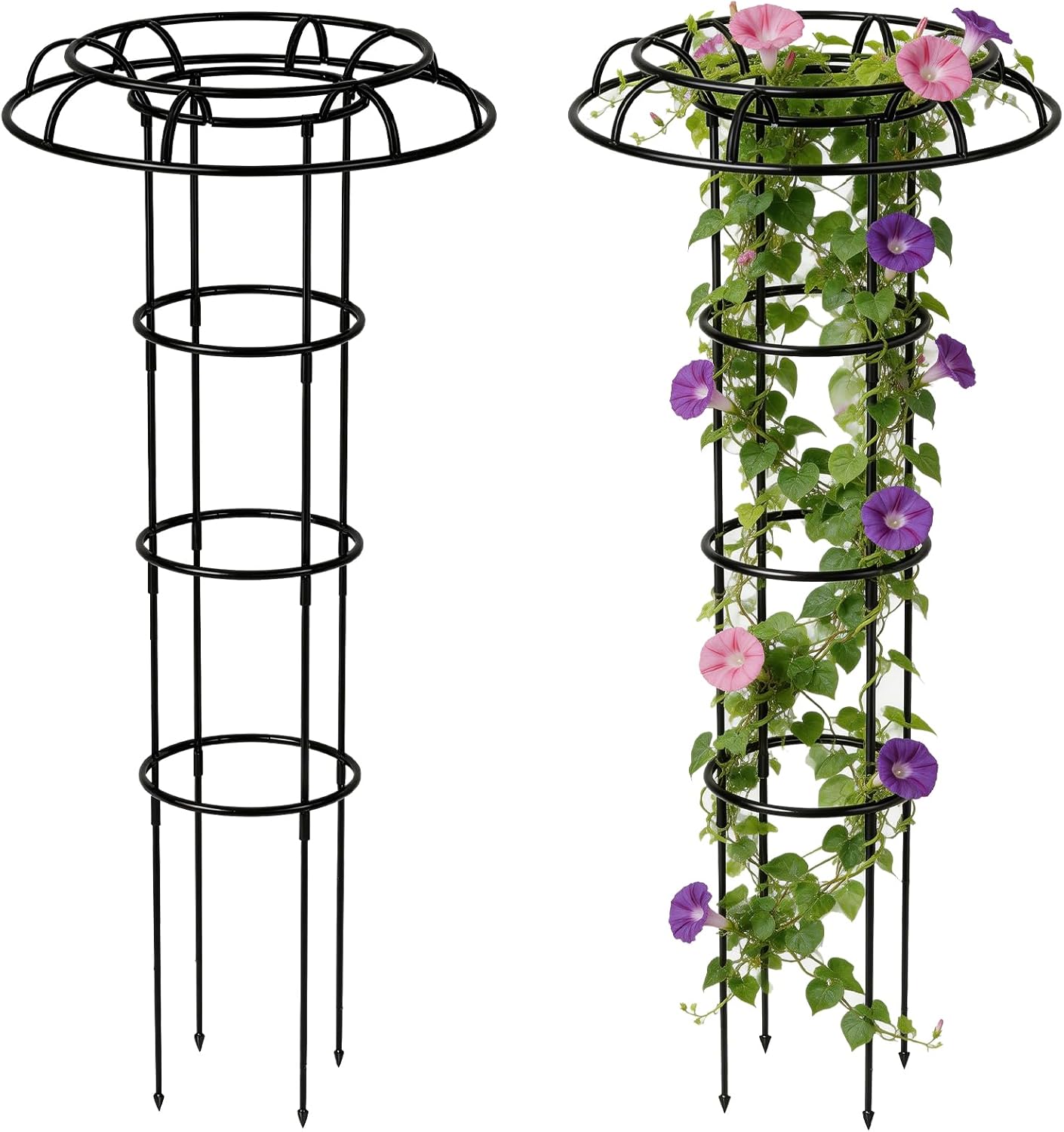 Obélisque De Jardin 120 Cm, Support Amovible Pour Plantes Grimpantes, Tuteur En Cage Pour Roses Clématites Et Tomates, Pour Pot Et Parterre