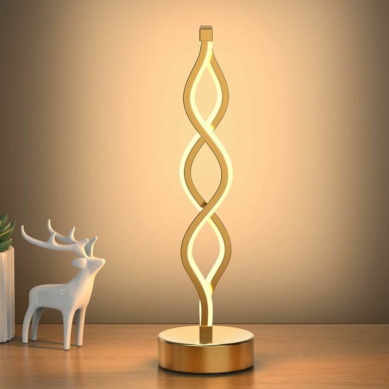 Infinity Spiral Led Table Lamp Black, Dimmable Metallic Beside Lamp With Touch Controller, 3 Color Temperatures, 15.8 Inches Tall, Decorative Lamp For Home, Living Room (gold)