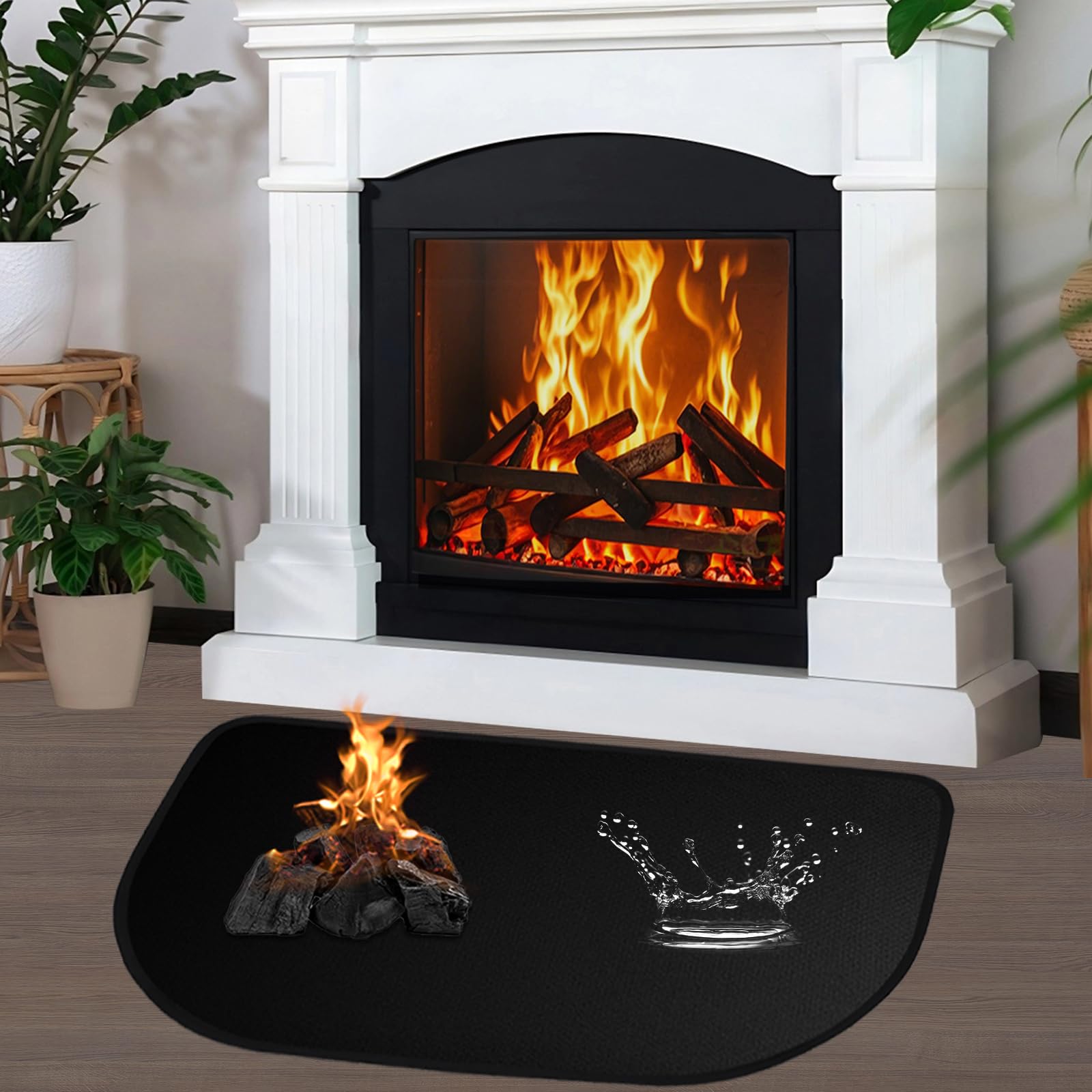Tapis De Cheminée Ignifuge, 80 X 50 Cm Tapis Anti Feu Devant Cheminee, Résistant Au Feu Tapis De Protection Thermique Pour Protège Le Sol Des Noir